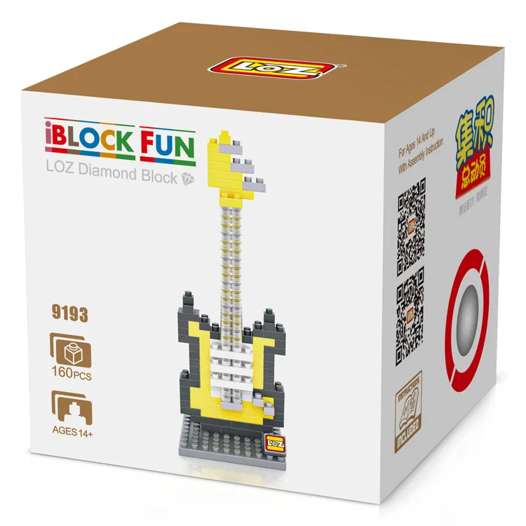 LOZ yellow electric guitar kids 3d enlighten building block toy