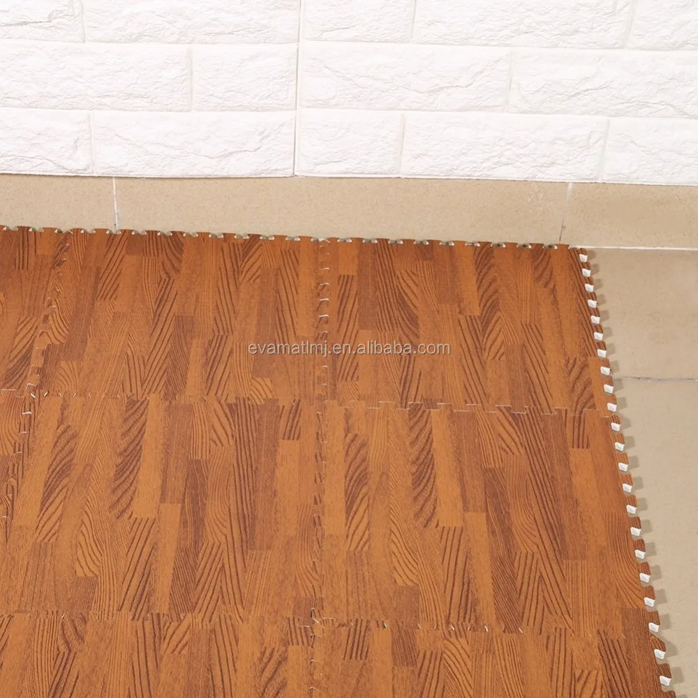 30x30cm Iaminated Wood Color Foam EVA Exercise Floor Mat Gym Kids Play Mats 9pcs
