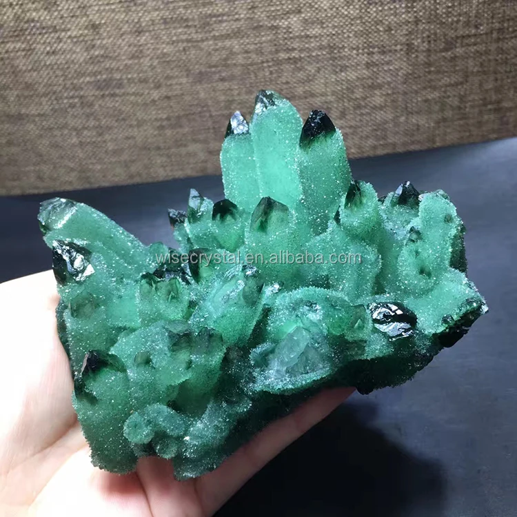 Natural Green Crystal Cluster Skeletal Quartz Point Wand Mineral Healing Crystal