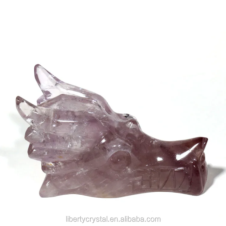 Фигурка из натурального аметиста, черепа дракона, вырезанная вручную