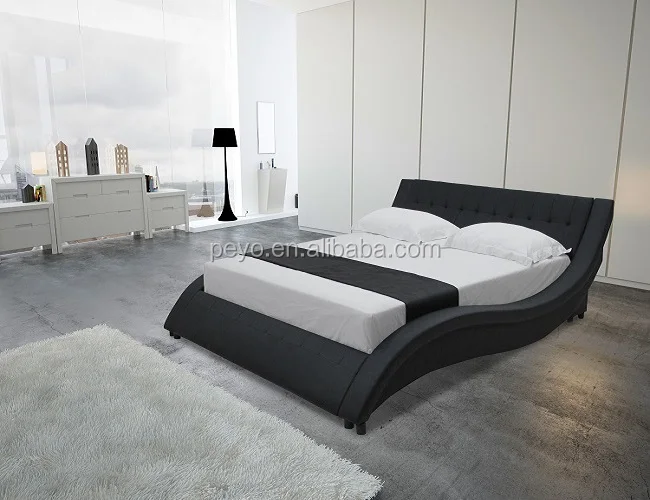 2017 modern luxury soft leather LED bed/king queen size bed B101