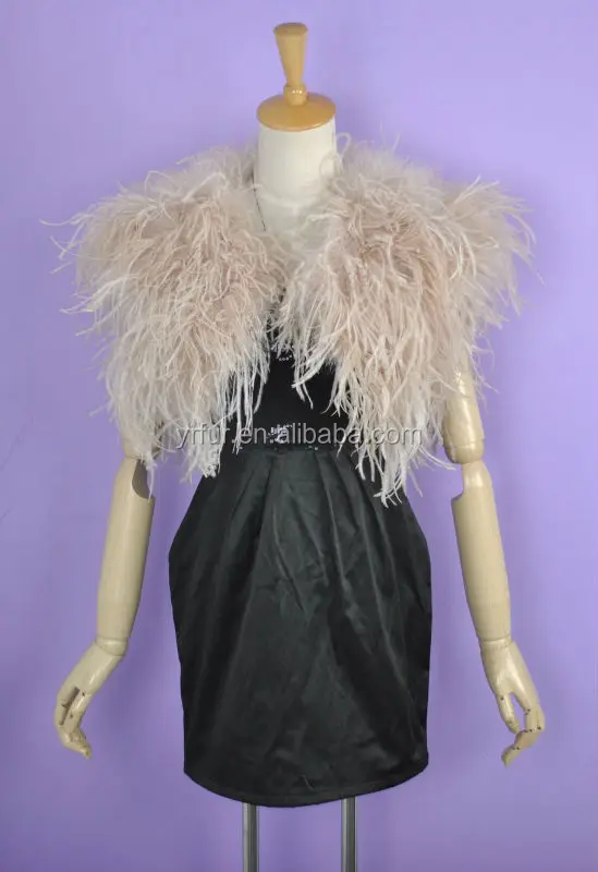 YR477A New Arrival Wedding Bridal Ostrich Vest Shrug