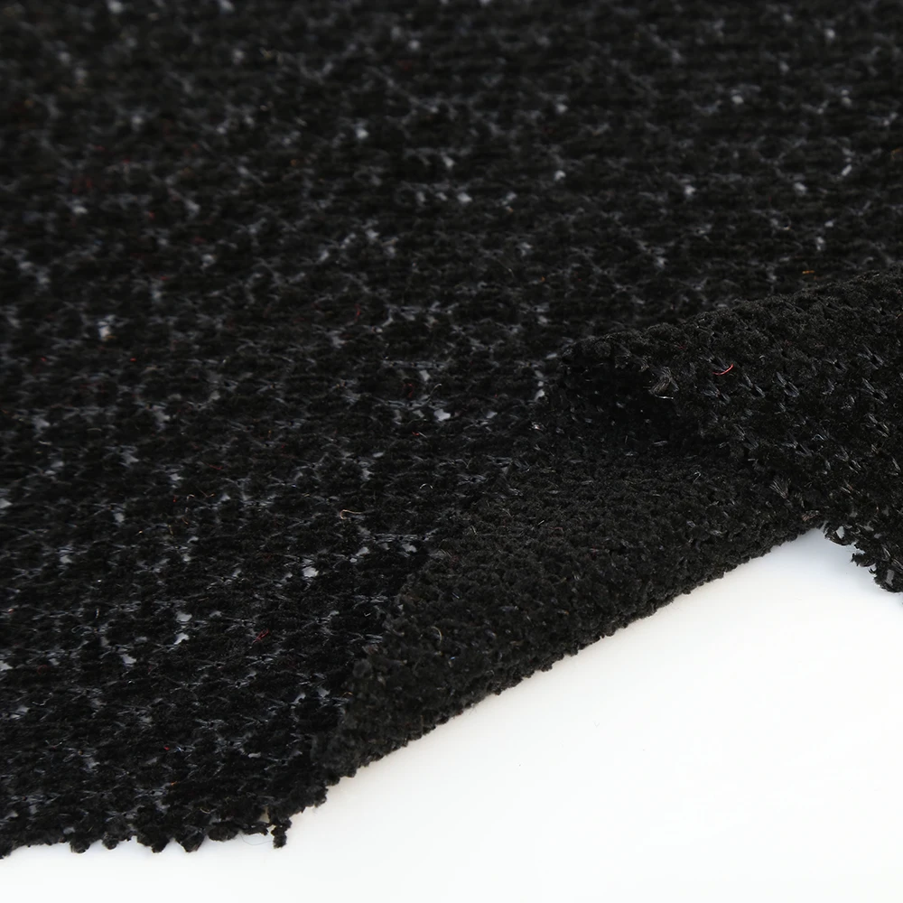 China shaoxing supplier chenille velvet jacquard single jersey fabric knitted