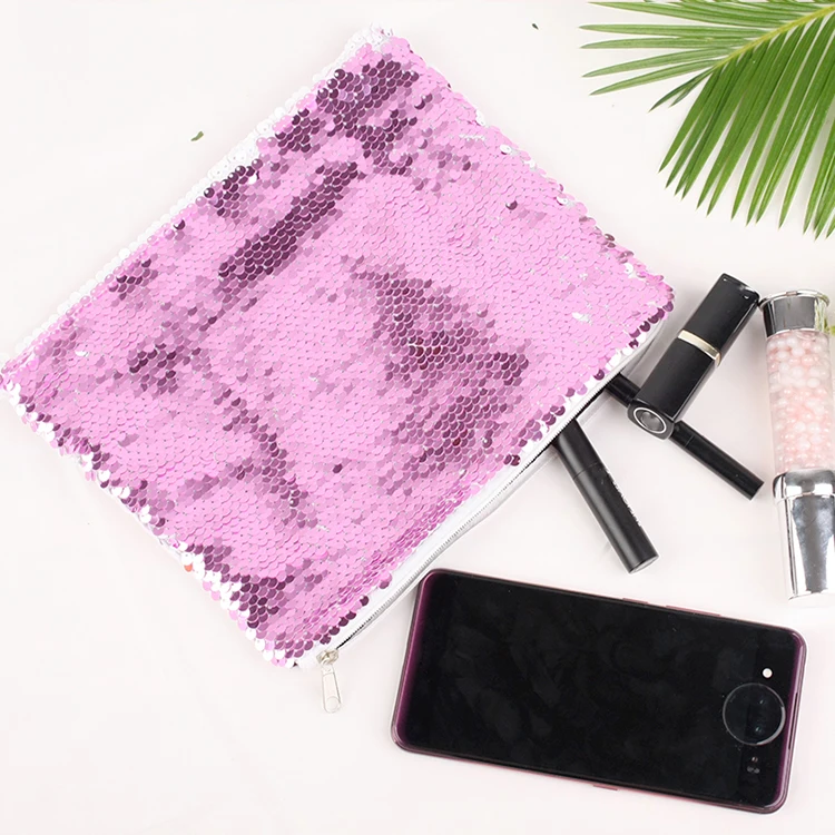 Factory customized hot style reversible bling sequin glitter makeup cosmetic bag