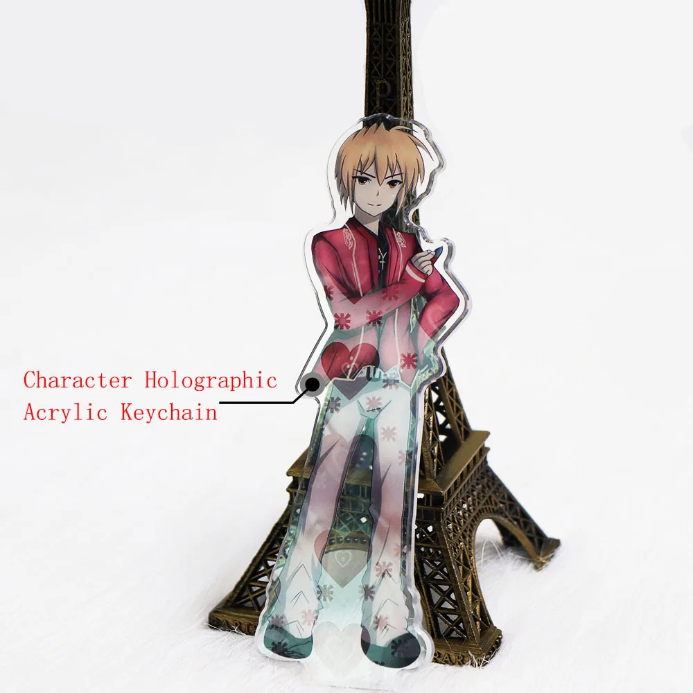 Custom laser cut printed logo anime figure acrylic keychain display stand