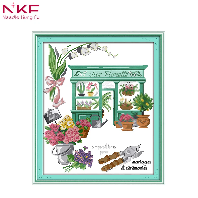 NKF Flower shop embroidery pattern designs free printing online cross stitch shops