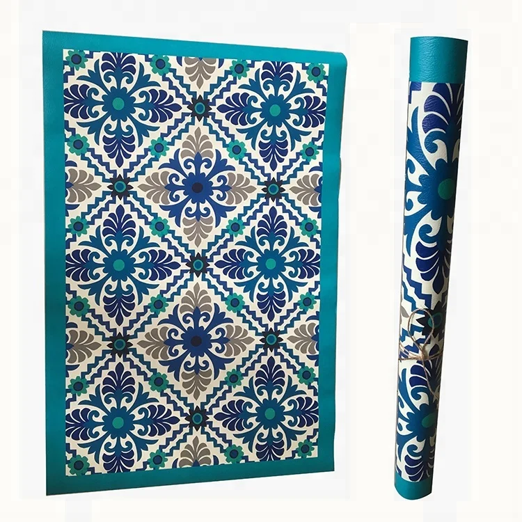 Hot Sale PVC Vinyl Rugs Carpet for Home and Outdoor with Ivory Barcelona Tile Printing