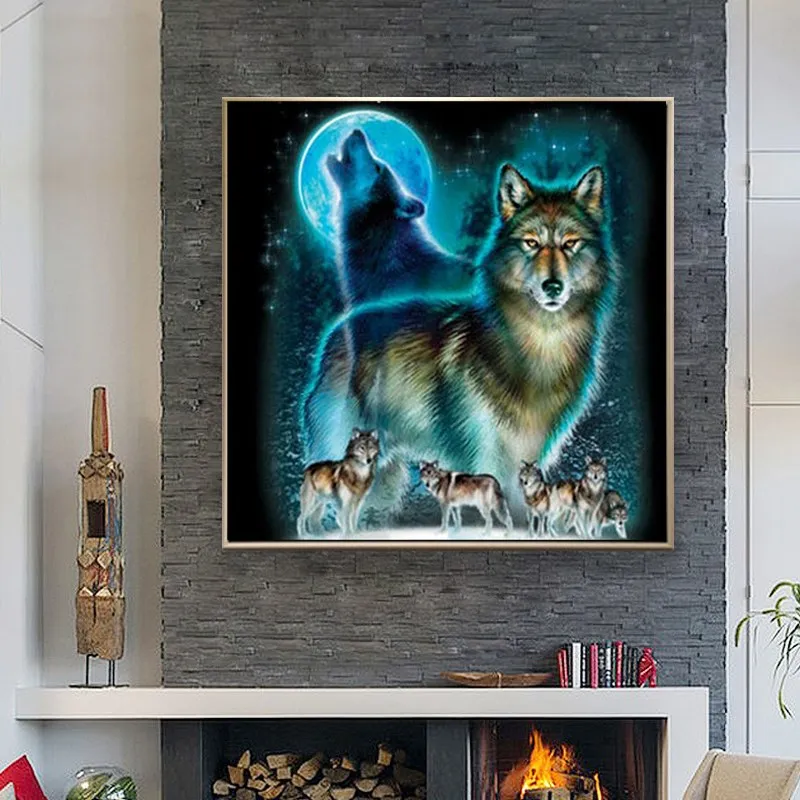 Diamond painting square animals wolf 3d picture