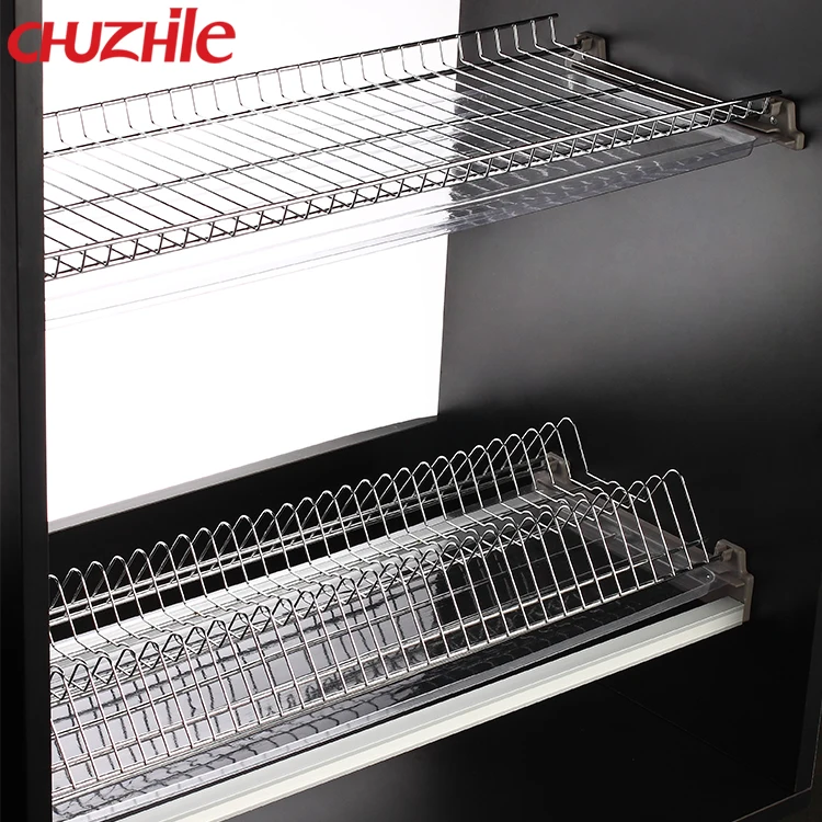 2-Tier Stainless Steel kitchen plate rack dish drying drainer rack