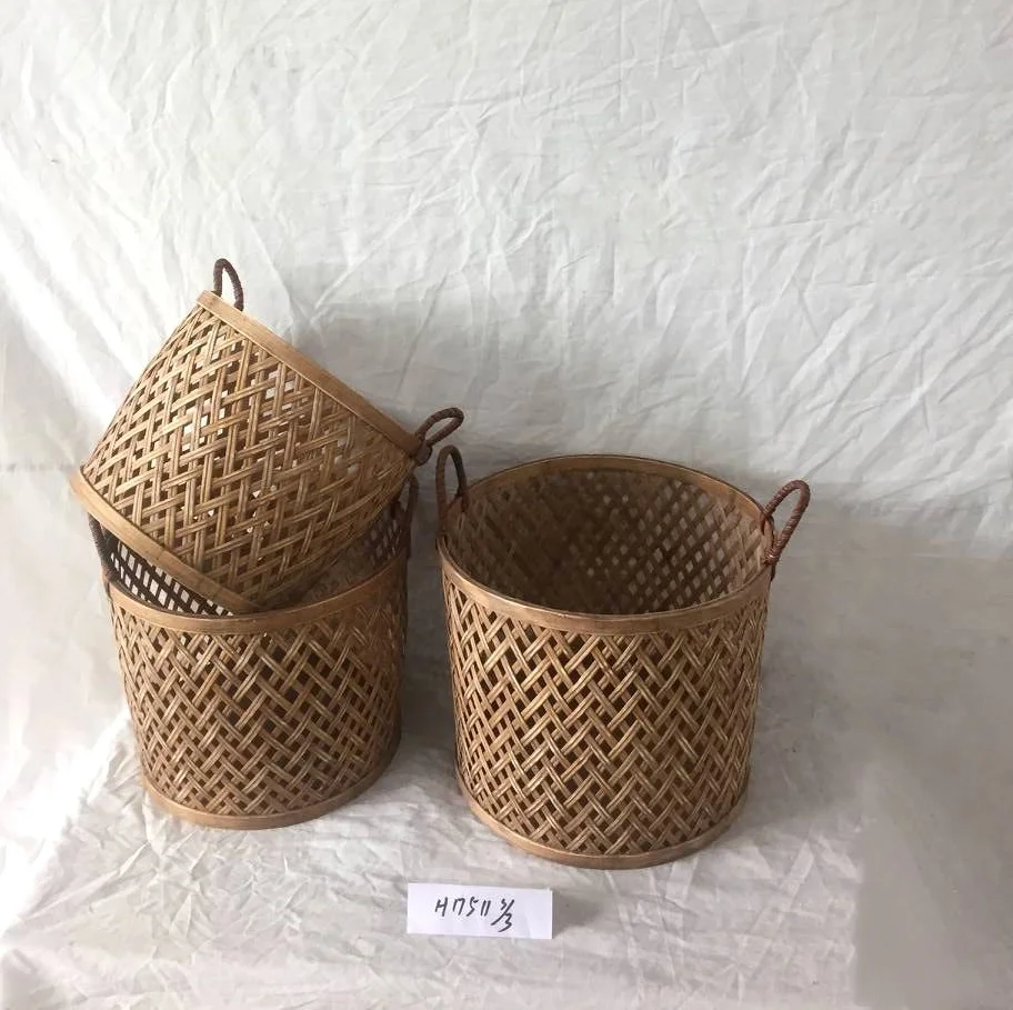 woven bamboo storage basket for plants