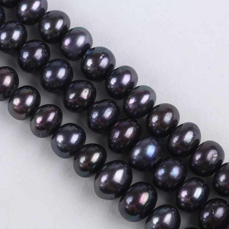 wholesaler 12-13mm black peacock green  button pearl for jewelry making