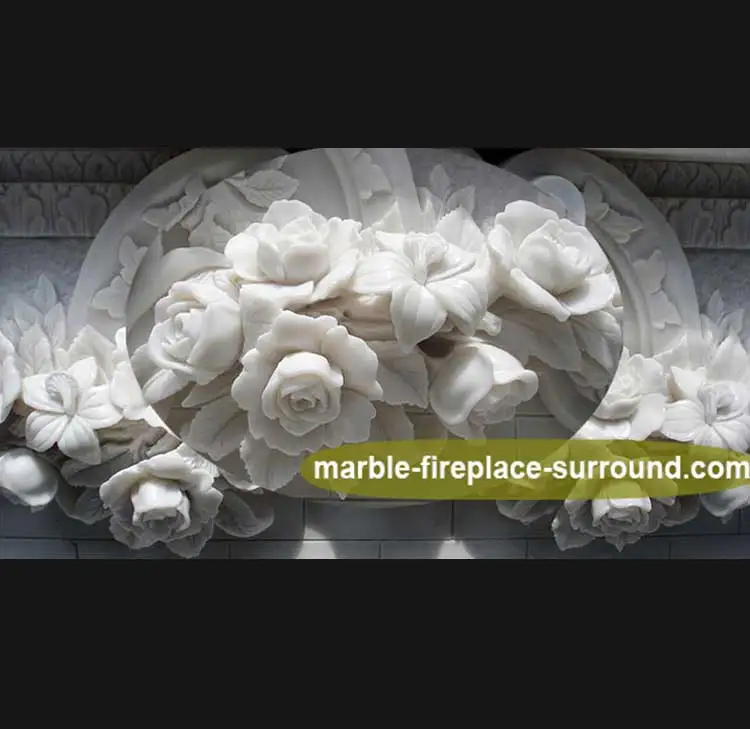 Modern Indoor Decorative French Style Natural Cast Stone White Marble Fireplace For Sale