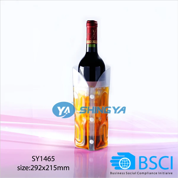customized design pvc gel wine bottle tote bag ice gel cooler transparent pvc ice beer bottle cooler