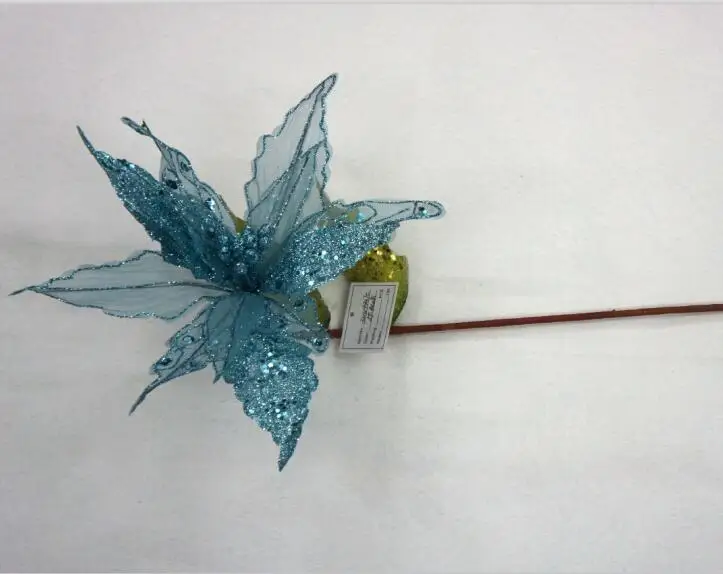 
Bulk Artificial flower glitter Christmas flower fabric Poinsettias Single flower 