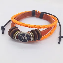 Wholesale products aksesuari brad cord skull wooden bracelet
