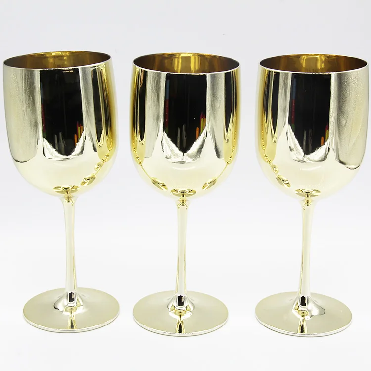 15oz Solid color round reusable color plastic gold goblet