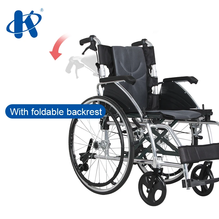 KY869LAJ foldable backrest fixed footrest nylon and mesh cushion Wheel chair Aluminum Light Weight Manual Wheelchair