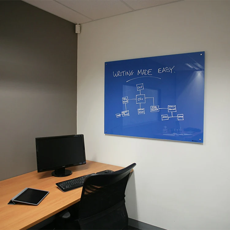 Office Wall Mounted Clear Glass Magnetic Writing Board