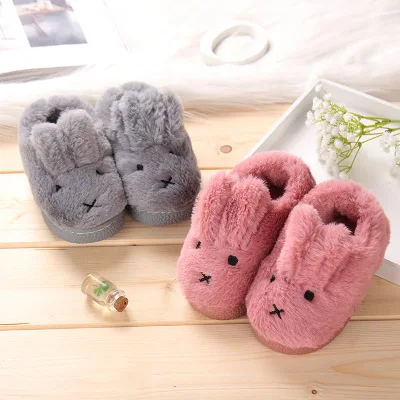 Новые детские хлопковые тапочки, зимние милые Нескользящие теплые детские тапочки для мальчиков и девочек