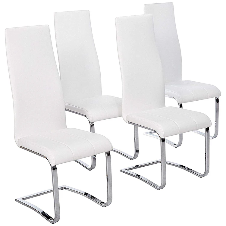 PU Leather Chrome Steel Z Shape Dining Chair Styles