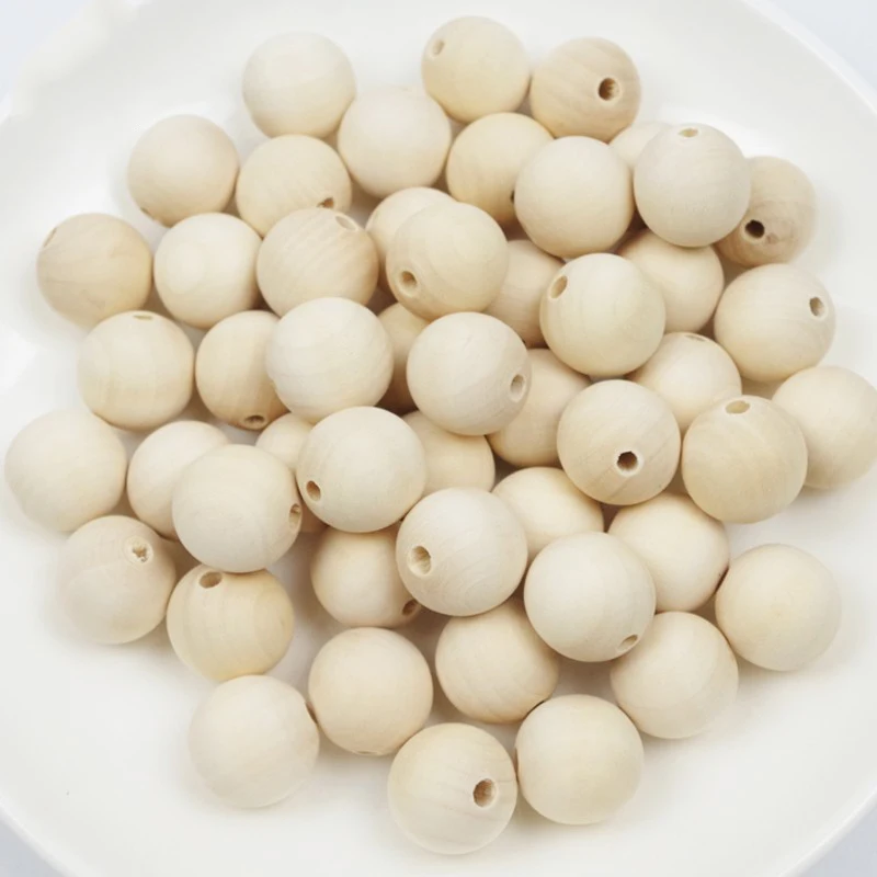 DIY 25mm Natural Maple Wooden Teething Beads