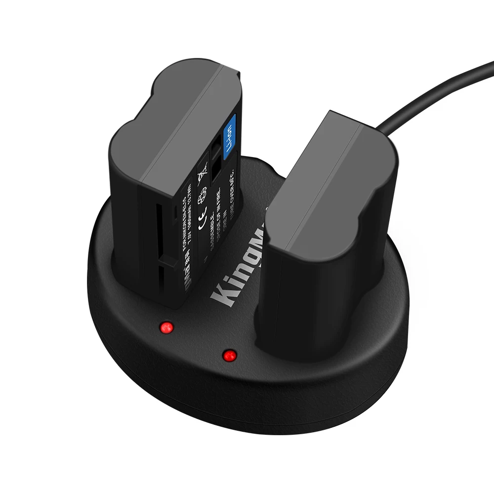 
KingMa 2 Pieces 1960mAh Replacement Li-ion Battery for Nikon EN-EL15 and Micro USB Dual Charger, for Nikon D800 D800 