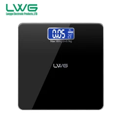 2023 180kg smooth square body weighting bathroom calibration glass scale