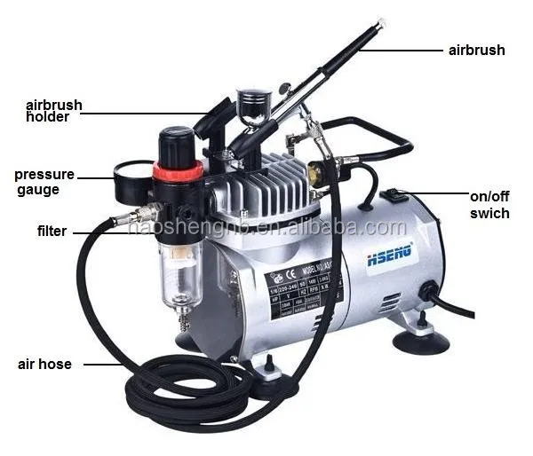 AS18K-2 Fine Detail 0.3 Dual-Action Gravity AIRBRUSH KIT Tank Air Compressor Auto Paint