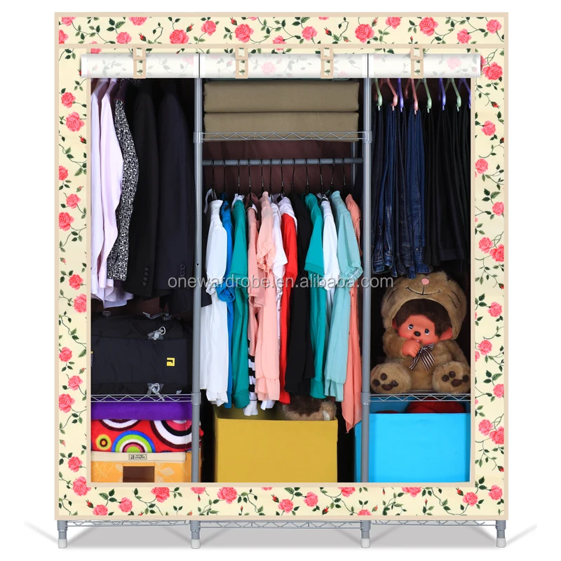 Huge size 19mm Oxford cloth steel mesh structure portable folding wardrobe