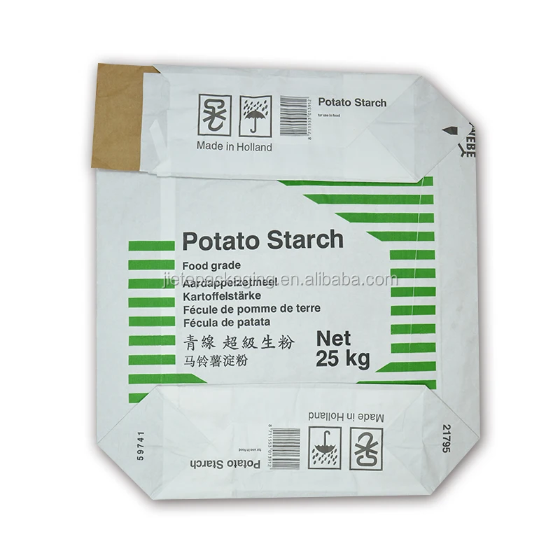 10kg 25kg flour, potato starch pack paper bag