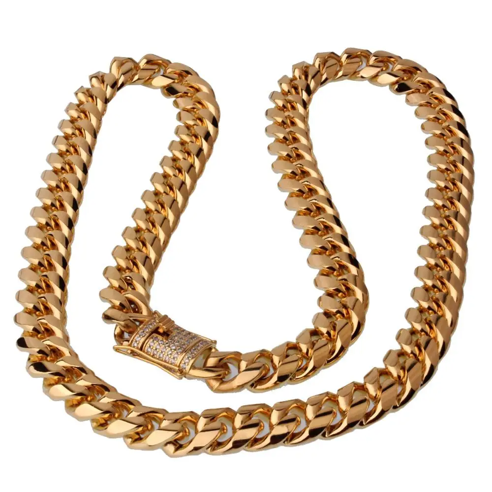 New fashion hip hop jewelry gold filled Miami cuban link chain new gold chain design for men