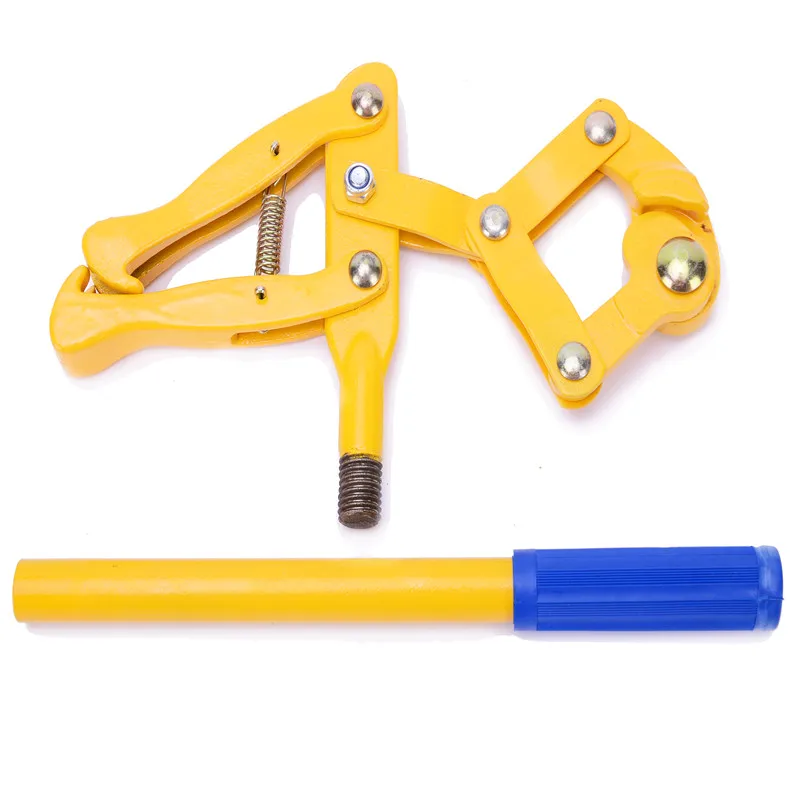 Yellow electric fence wire stretcher with 1.2m galvanised chain