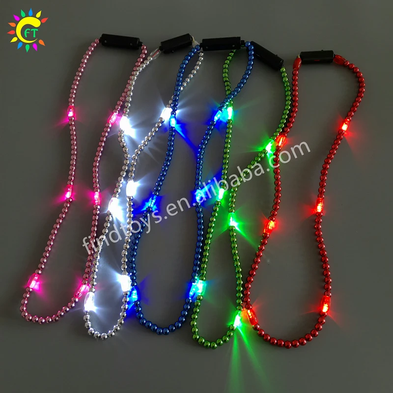 Custom Mardi Gras LED Flashing Beads Necklace Glow in the Dark For Party Supplies