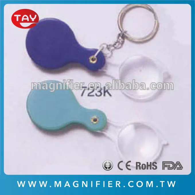 Hot Sale Promotional Small Folding Pocket Plastic Key Chain Magnifying Glass