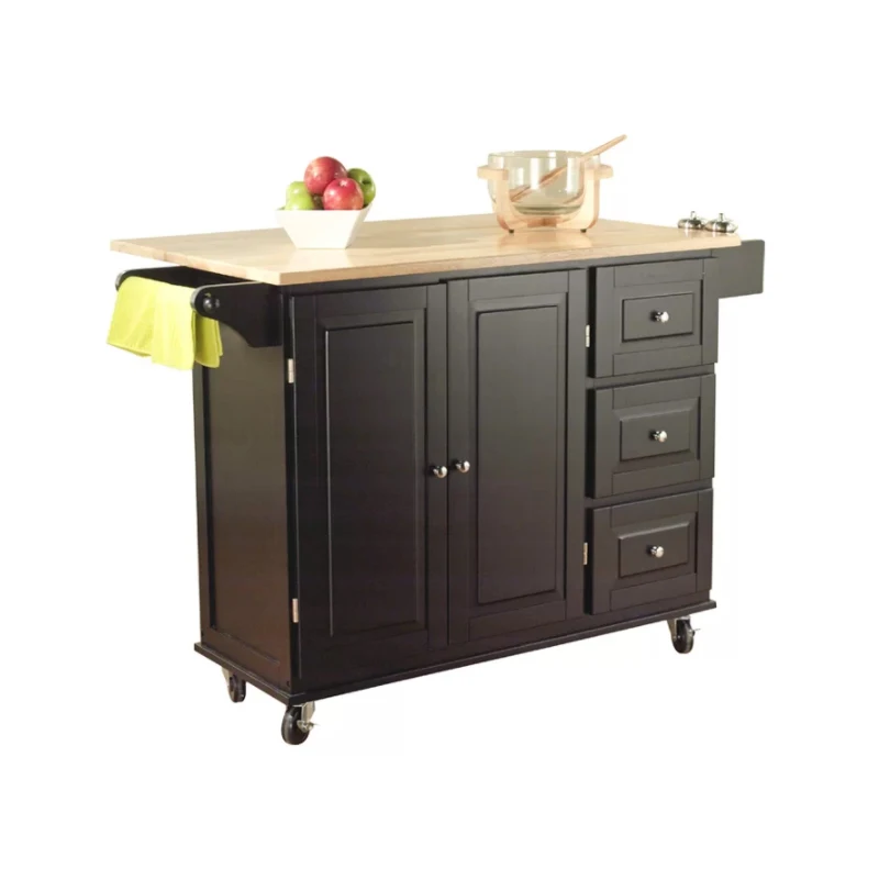 White Mobile Portable Movable Extendable OAK Wood Top Rolling Butcher Block Kitchen Center Island For Sale