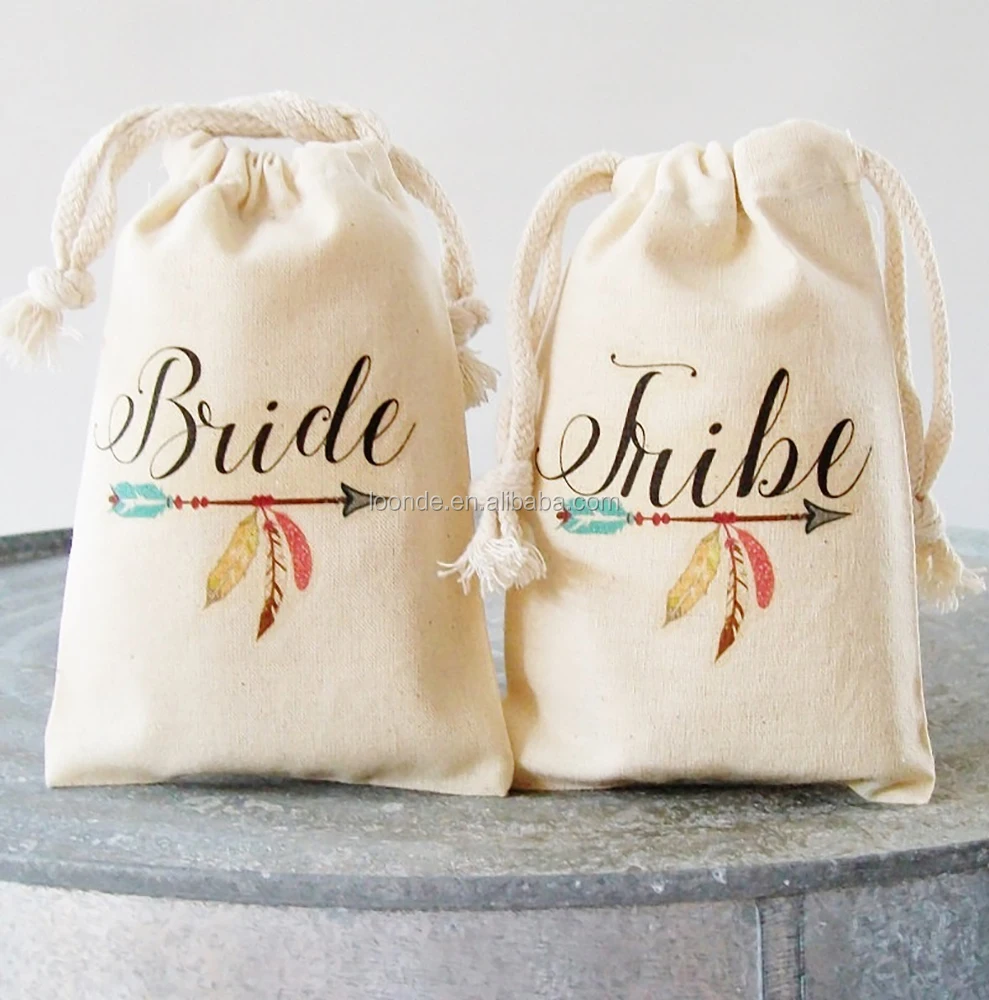 
Custom bride tribe tote bag cotton packaging drawstring bag 