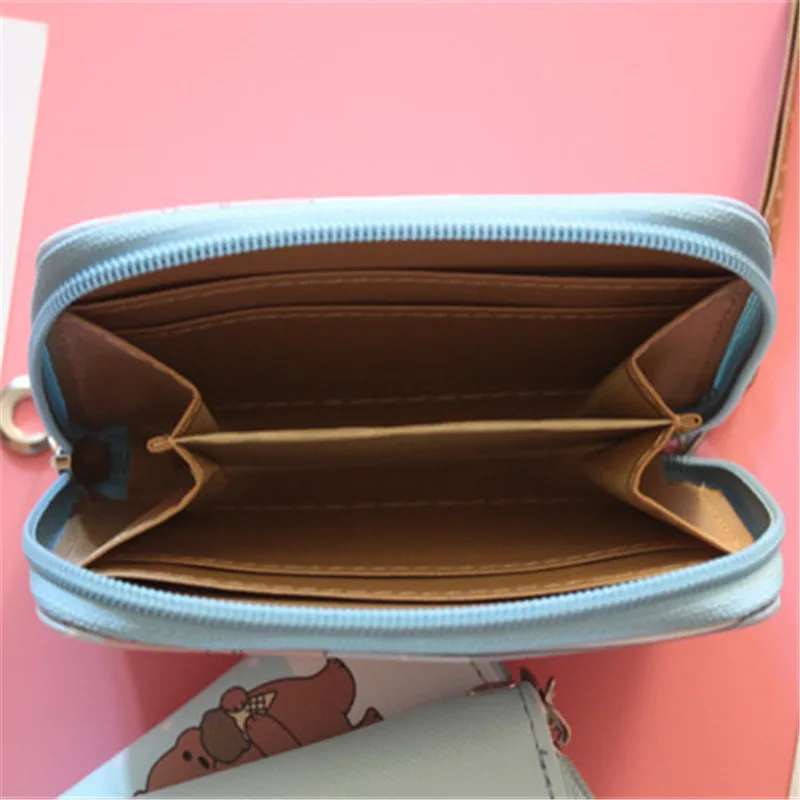 Fashion Zipper Print Student Cartoon Unicorn PU Leather Wallet Coin Purse