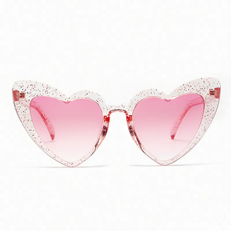 Wholesale Cute Sexy Lady Cat Eye Sunglasses Pink Sun Glasses UV400 Women Love Heart Shaped Sunglasses