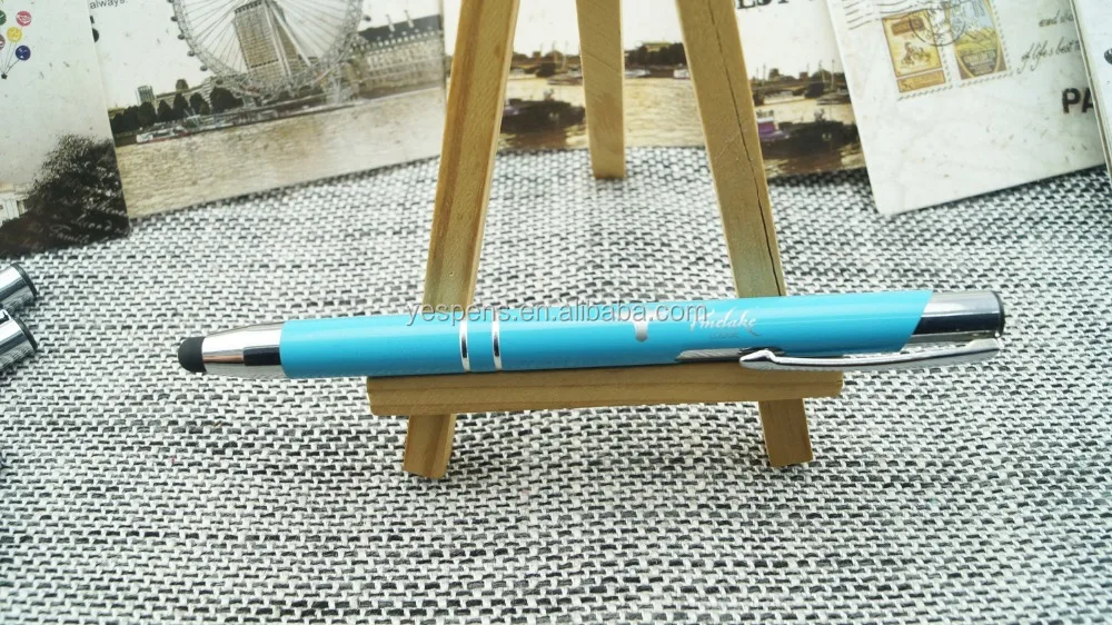 popular custom logo aluminium click rubber tip touch screen stylus refill ballpoint pen business