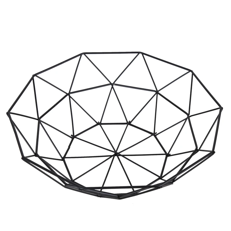 free sample 550-98B ins simple design black metal wire bowl fruit basket for home decor