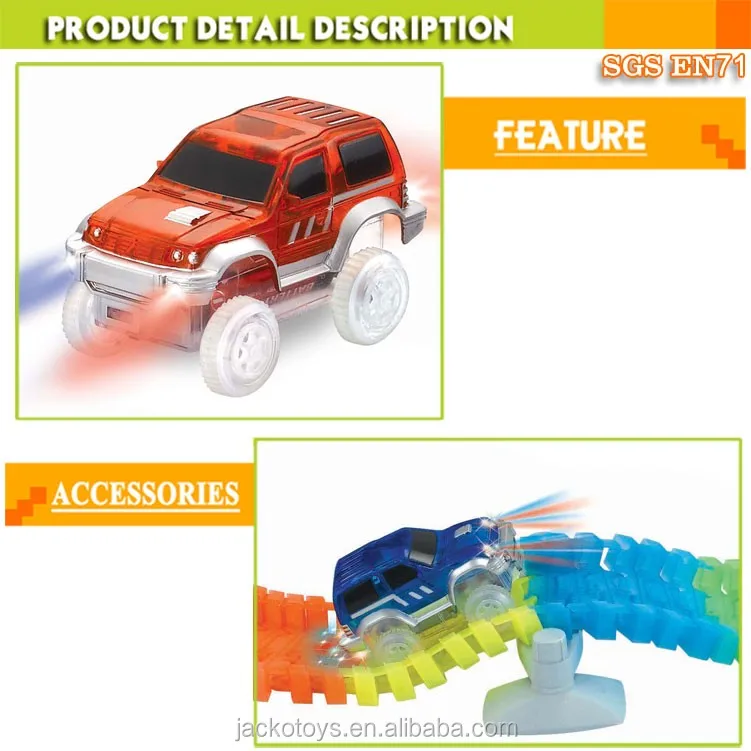 Magical glowing track car slot toy racing car with one car