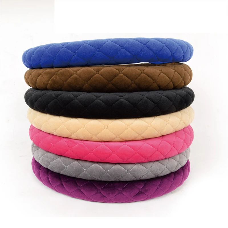 With Stitching Lines Stylish Circular Smooth Steering Wheel Cover Truck