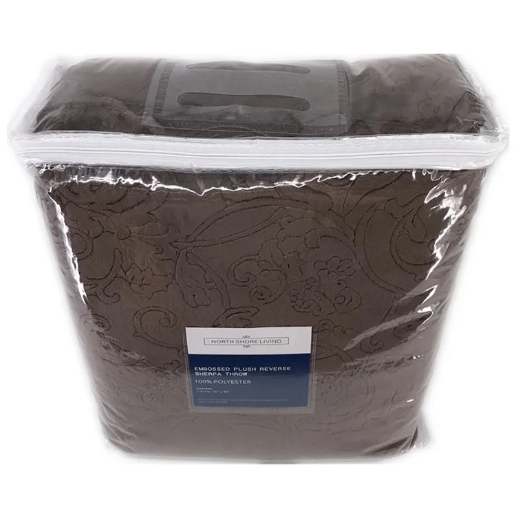 Travel Blanket 3D Embossed Large Double Ply Micro Plush with Velvet Fleece Sherpa 100% Polyester Square OEKO-TEX STANDARD 100