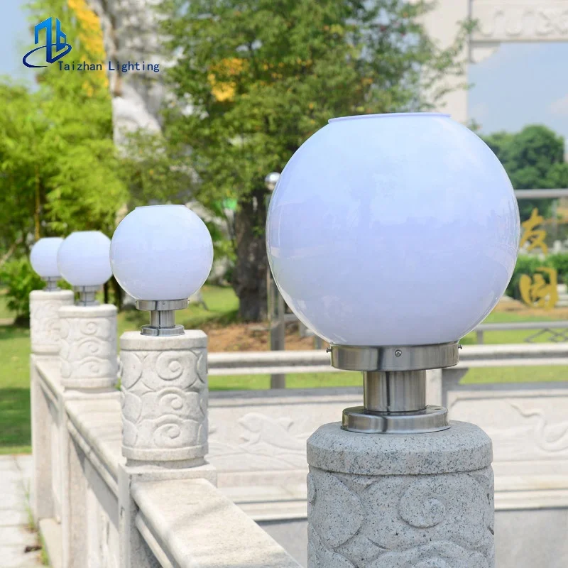 350MM round plastic solar fence post lights main gate pillar light villa garden park bollard top ball lamp lighting landscape
