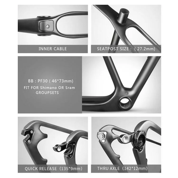 Super light 12x142 Thru axle /QR carbon Mountain bike frame 29er/27.5er carbon MTB frames 650B Racing bicycle frameset