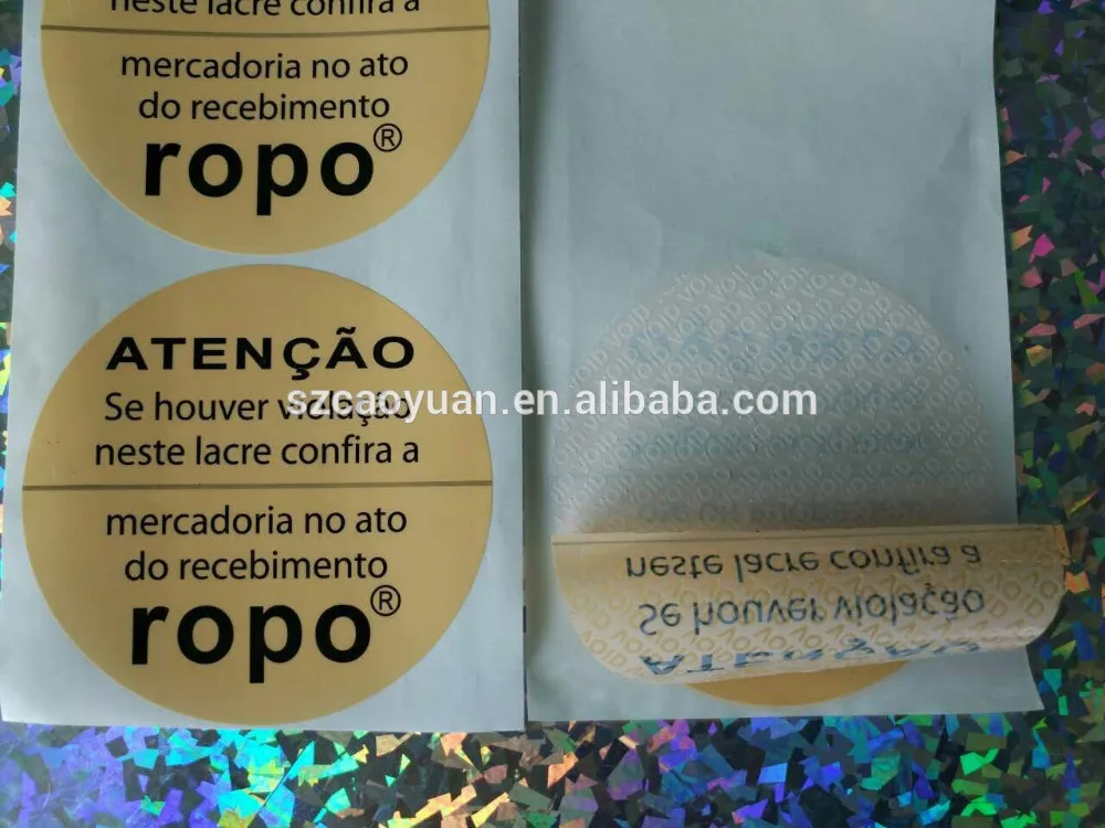 Vinyl anti-fake anti-countefeit label security code sticker VOID labels