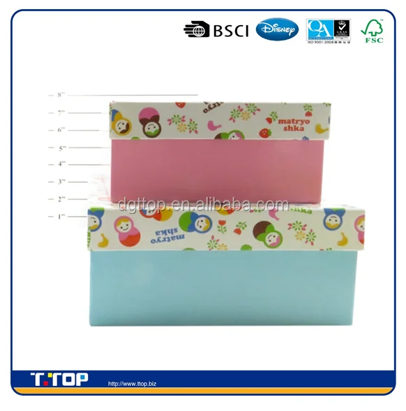 Matryoshka Nesting Storage Organizer Gift Box with Lid Paper 11965 Inches Pastel Blue Pink Yellow Green Packaging Coated Paper