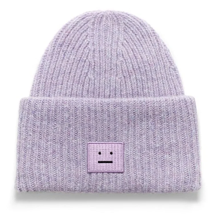 High quality custom women winter acrylic jacquard knitted alpaca embroidered beanie hat