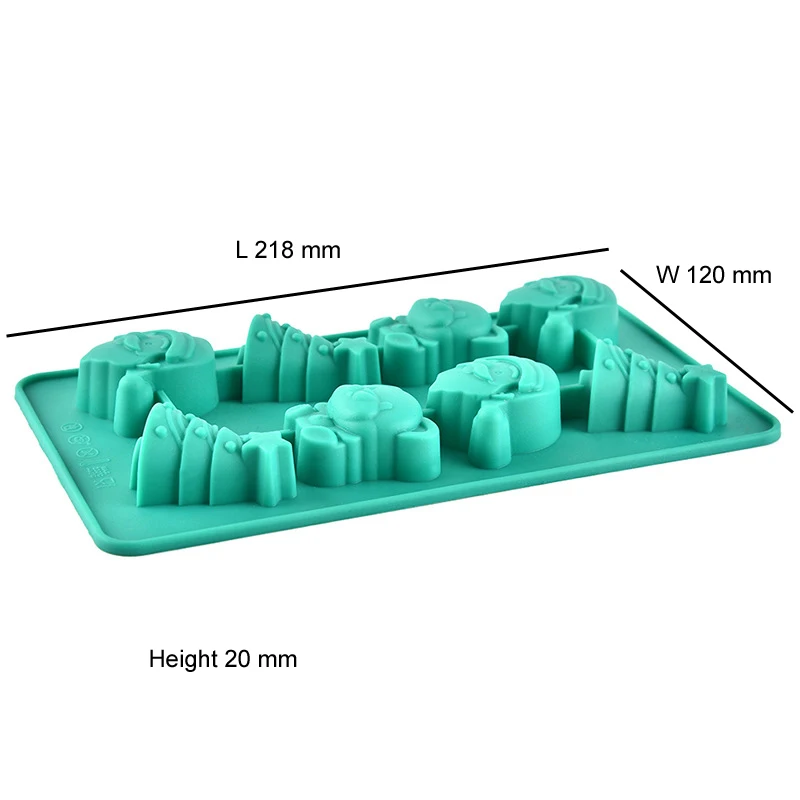 Heat resistant christmas tree chocolate silicone molds santa head bell shaped silicone chocolate mold