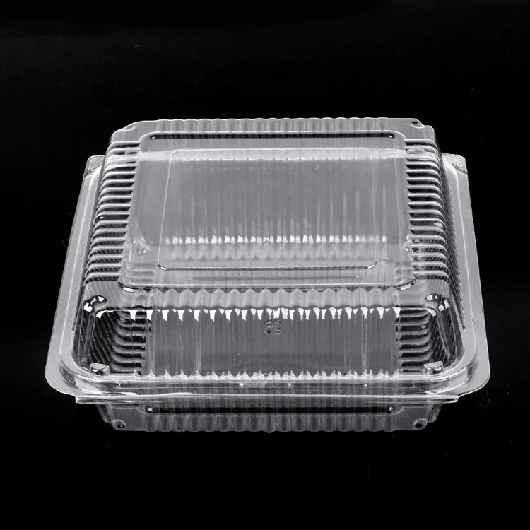 Custom  plastic square storage food packaging box with lid